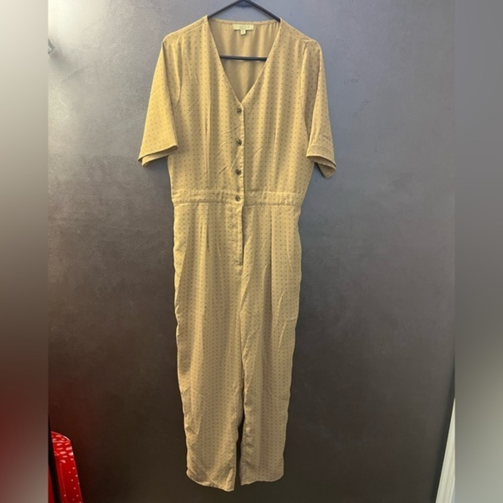 Polagram Tan Button-Up Jumpsuit